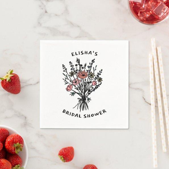 Wildflower Bouquet Rustic Whimsical  Napkins
