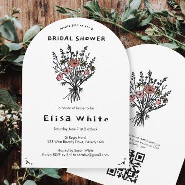 Wildflower Bouquet Rustic Whimsical QR Bridal Arch