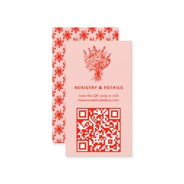 Wildflower Bouquet Rustic Whimsical QR Code Bridal Enclosure