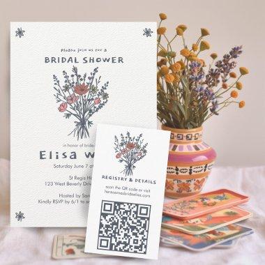 Wildflower Bouquet Rustic Whimsical QR Code Bridal Enclosure
