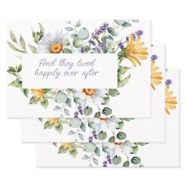 Wildflower Bouquet Watercolor Flowers Frame Wrapping Paper Sheets