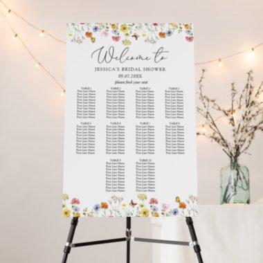 Wildflower Bridal Shower 10 Table Seating Chart Foam Board