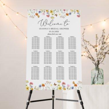 Wildflower Bridal Shower 12 Table Seating Chart Foam Board