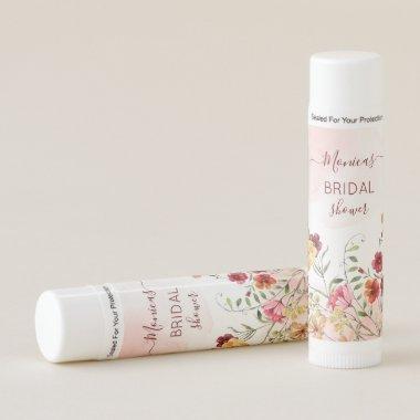 Wildflower bridal shower favor gifts personalized lip balm
