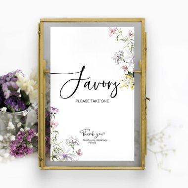 Wildflower  Favors Sign
