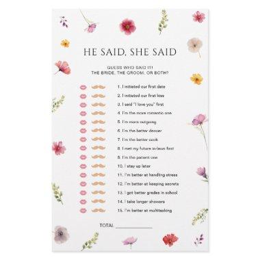 Wildflower  He Said She Said Game