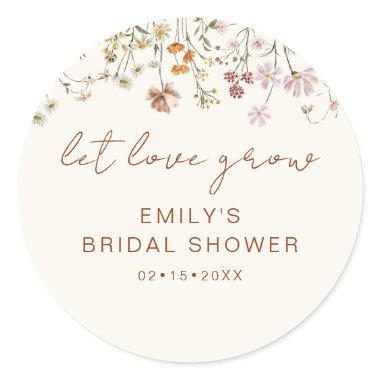 Wildflower Bridal Shower Let Love Grow Classic Round Sticker