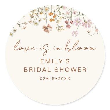 Wildflower Bridal Shower Love is In Bloom Classic Round Sticker