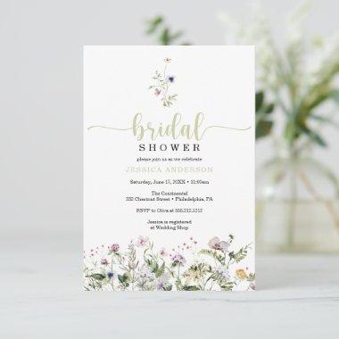 Wildflower Bridal Shower Minimal Invitation Invitations