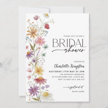 Wildflower Bridal Shower multi-colored Floral Invitations