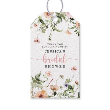 Wildflower Bridal Shower Pink Floral Favor Gift Tags