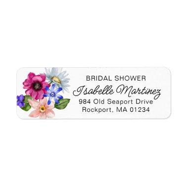 Wildflower Bridal Shower Return Adress Label