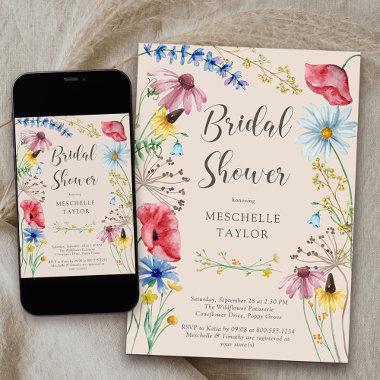Wildflower Bridal Shower Rustic Country Floral Invitations