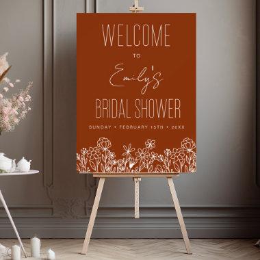 Wildflower Bridal Shower Welcome Sign Terracotta