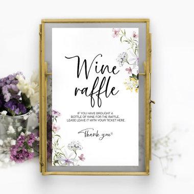Wildflower Bridal Shower Wine Raffle Game Sign