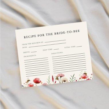 Wildflower Bride To Bee Bridal Shower Recipe Invitations