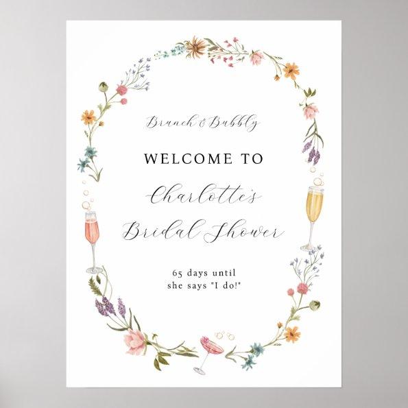 Wildflower Brunch and Bubbly Bridal Shower Welcome Poster