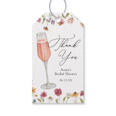 Wildflower Bubbly Thank You Bridal Shower Gift Tags