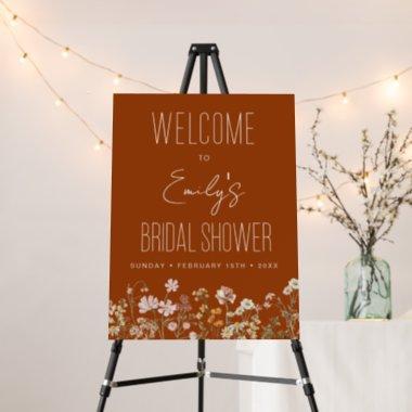 Wildflower Burnt Orange Bridal Shower Welcome Sign