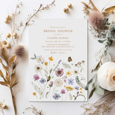 Wildflower Butterfly Bridal Shower Invitations