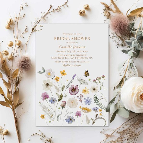 Wildflower Butterfly Bridal Shower Invitations