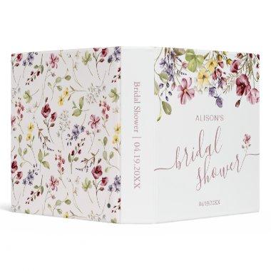 Wildflower Calligraphy Bridal Shower Mauve 3 Ring Binder