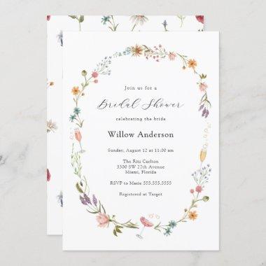 Wildflower Champagne Bridal Shower Invitations