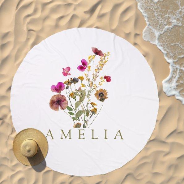 Wildflower Custom Name Beach Towel
