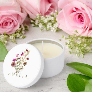 Wildflower Custom Name Mini Candle Favors