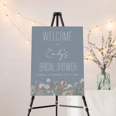 Wildflower Dusty Blue Bridal Shower Welcome Sign