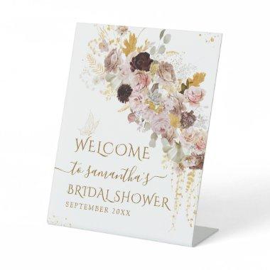 Wildflower Fall Elegant Bridal Shower Welcome Pedestal Sign