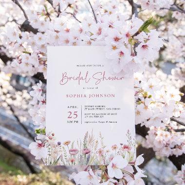 Wildflower Field Bridal Shower Watercolor Spring Invitations
