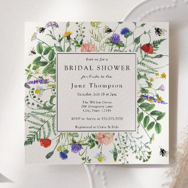 Wildflower Fields and Buzzing Bees Bridal Shower Invitations