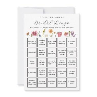 Wildflower Find the Guest Bridal Bingo Game Invitations