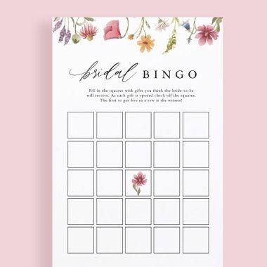 Wildflower Floral Bridal Shower Bingo Game Invitations