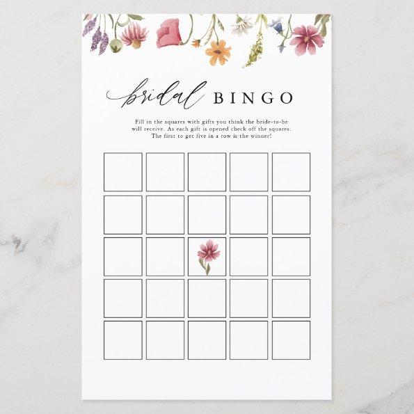 Wildflower Floral Bridal Shower Bingo Game Invitations
