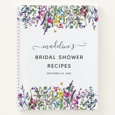 Wildflower Floral Bridal Shower Recipe Notebook