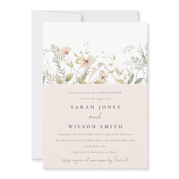 Wildflower Floral Wreath Couples Shower Invite