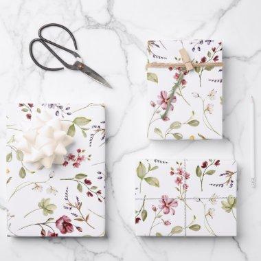 Wildflower Garden White Floral Wrapping Paper Sheets