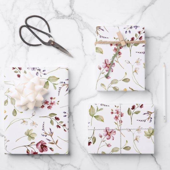 Wildflower Garden White Floral Wrapping Paper Sheets