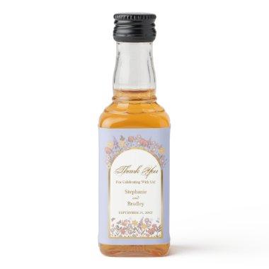 Wildflower Gold Lavender Elegant Modern Weddings Liquor Bottle Label