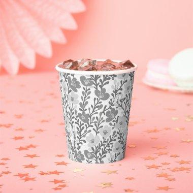 Wildflower Gray Blooms Floral  Custom Paper Cups