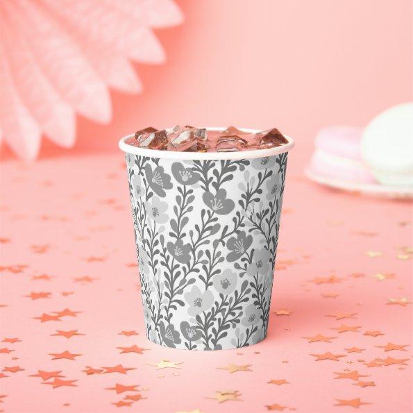 Wildflower Gray Blooms Floral  Custom Paper Cups
