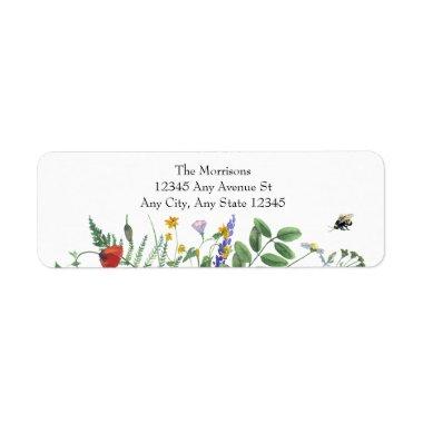 Wildflower Greenery | Bees Floral Return Address Label