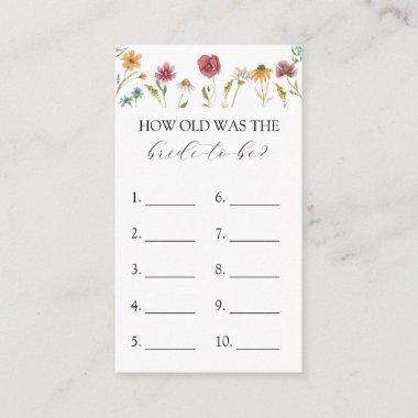Wildflower How Old is the Bride to Be game Invitations