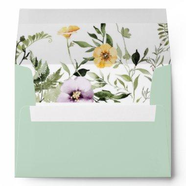 Wildflower lavender yellow envelopes Invitations