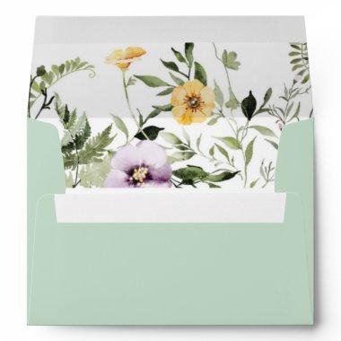 Wildflower lavender yellow envelopes