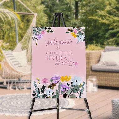 Wildflower Lawn Bridal Shower Pink Welcome Easel Foam Board