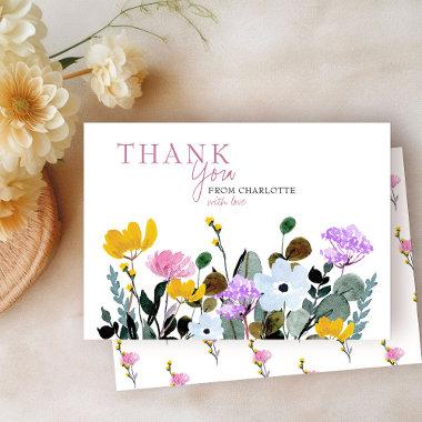Wildflower Lawn Personalized White Thank You Invitations