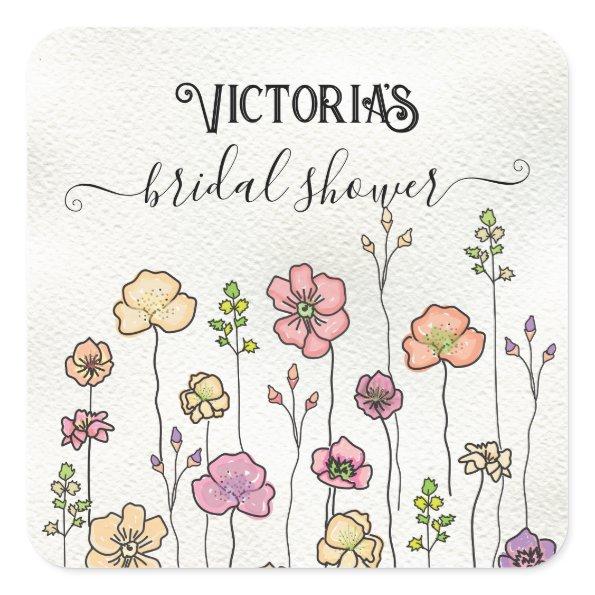 Wildflower love in bloom  Square Sticker